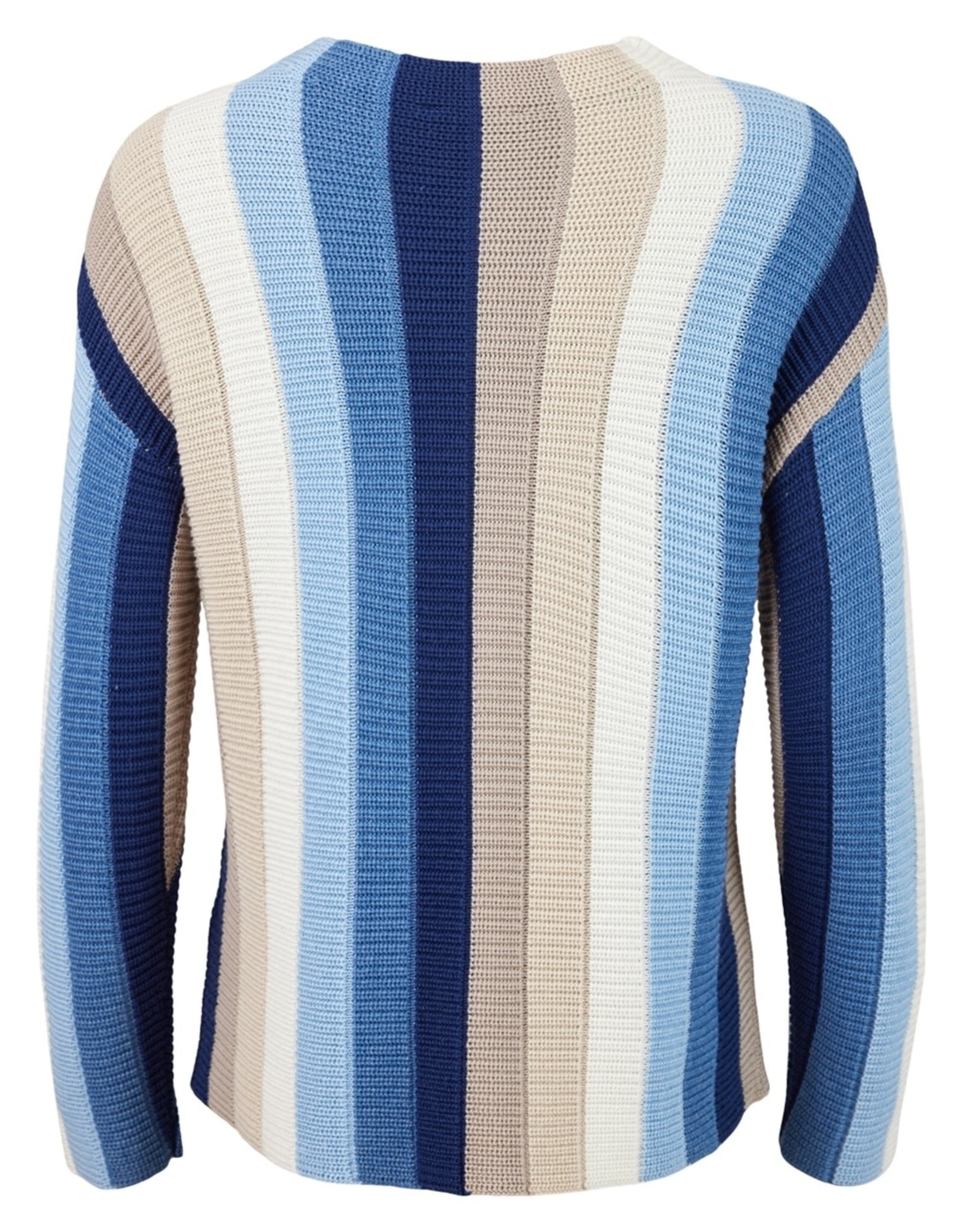 Sunday Sunday Blue Multi Long Sleeve Crew Neck Stripe Sweater