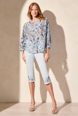 Tribal Tribal Scubablue Dolman Sleeve Wide Blouse