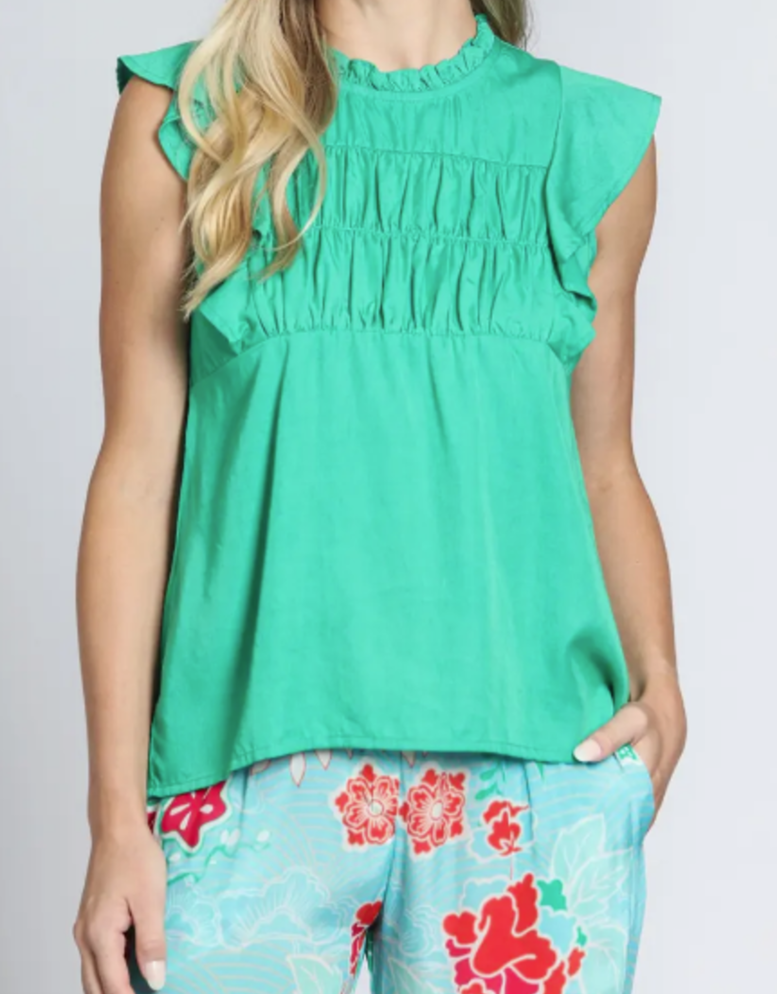 APNY APNY Mint Green Sleeveless Flutter Sleeve