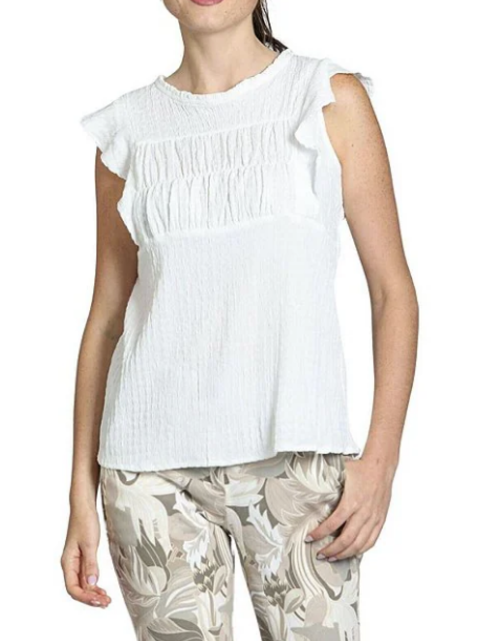 APNY APNY White Crinkled Flutter Sleeve Top