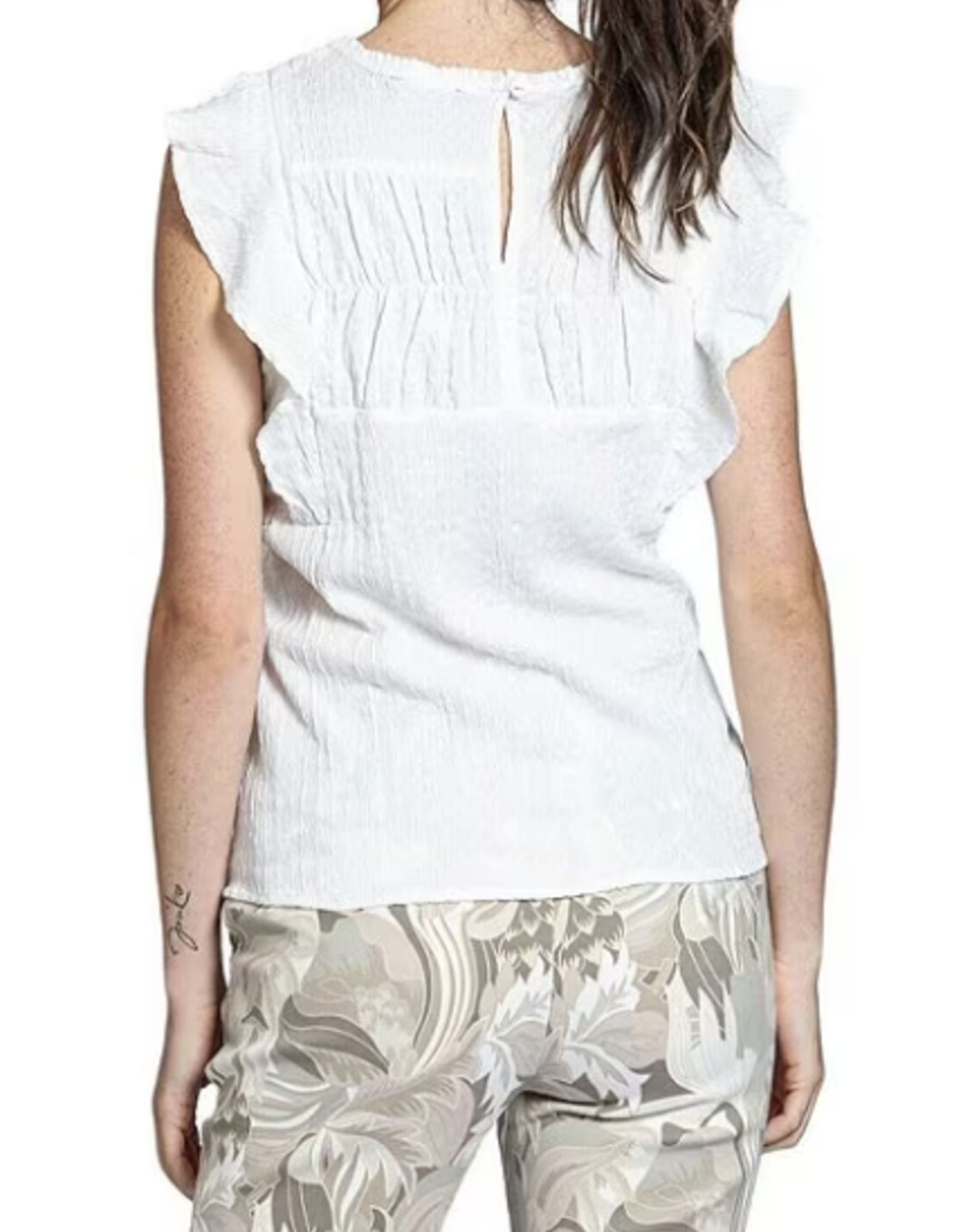 APNY APNY White Crinkled Flutter Sleeve Top