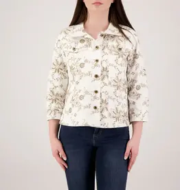 Multiples Multiples Petite White Cuffed L/S 2 Flaps Button Front Jean Jacket