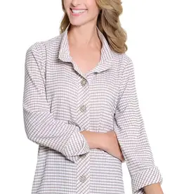 Multiples Multiples Stone Turn-Up Cuff 3/4 Sleeve Wire Collar Button Front Shirt