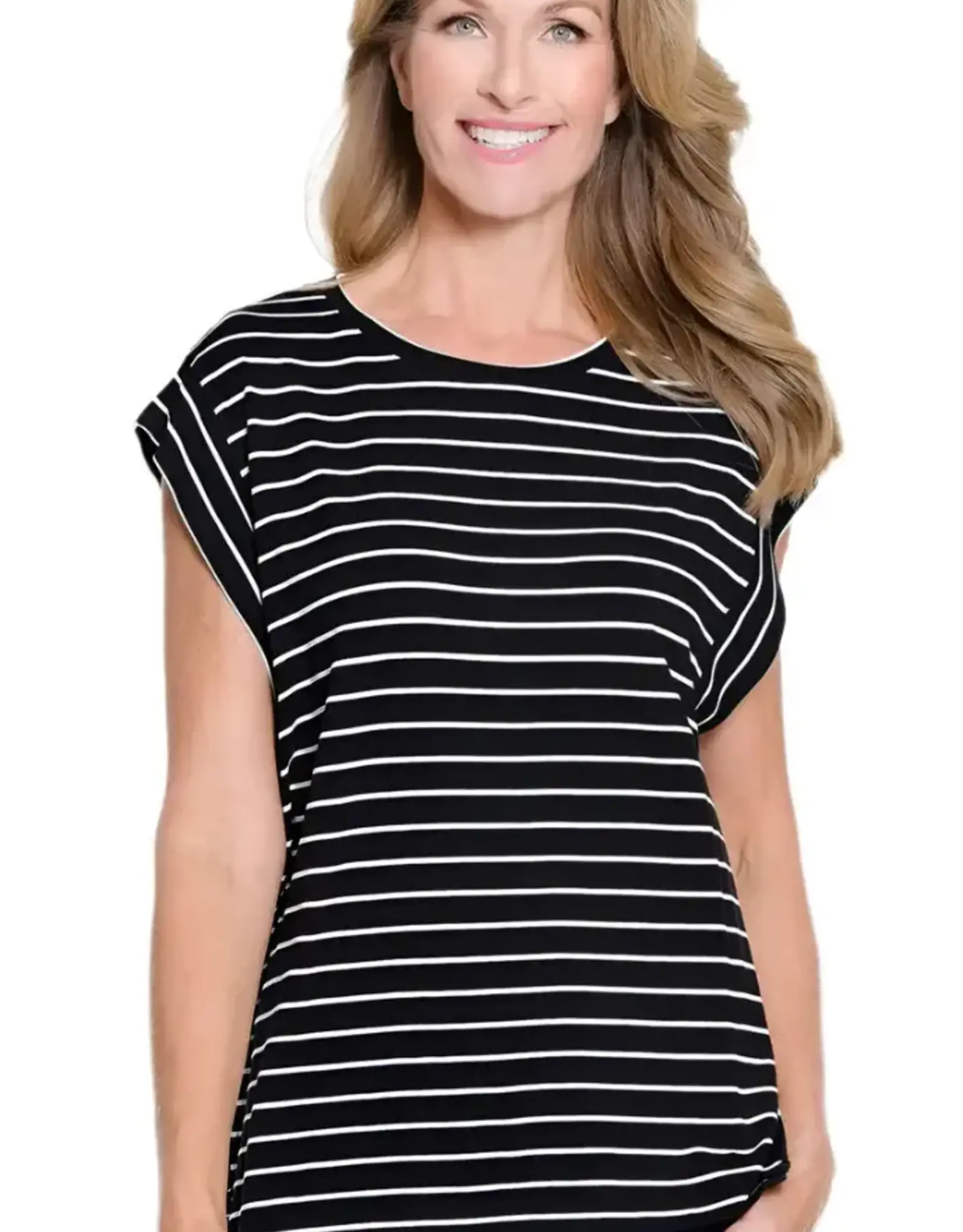 Multiples Multiples M25204TM Black Band Sleeve Scoop Neck Top LC