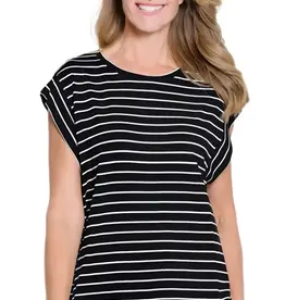 Multiples Multiples M25204TM Black Band Sleeve Scoop Neck Top LC