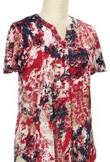 L.Hamrick L.Hamrick 41T3 Manzana Tan Cap Sleeve Split Neck W/Button Detail Top BO