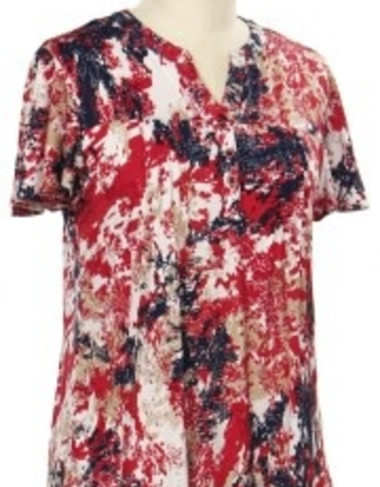L.Hamrick L.Hamrick 41T3 Manzana Tan Cap Sleeve Split Neck W/Button Detail Top BO