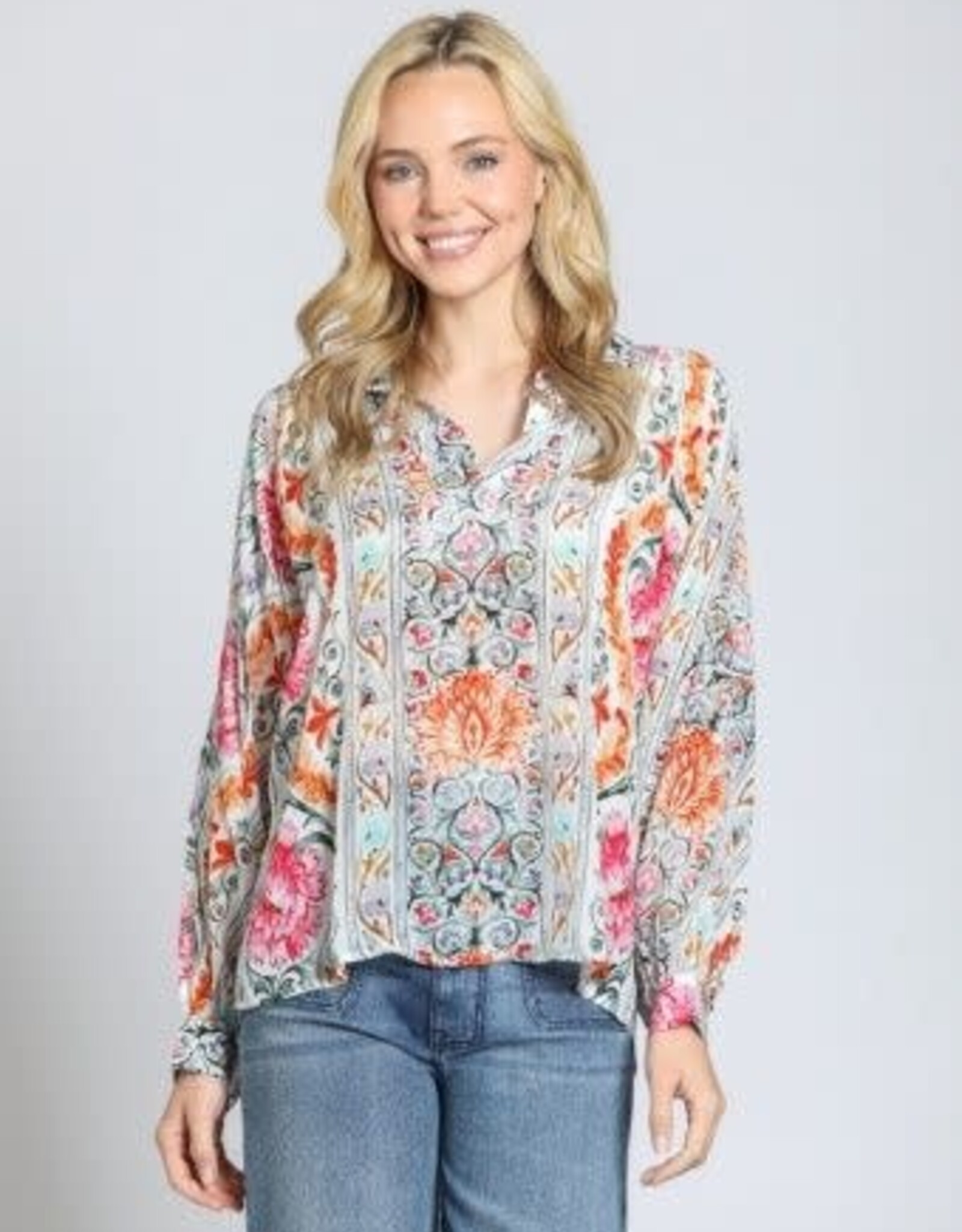 APNY APNY Pink Half-Placket Pullove Blouse