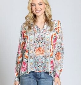 APNY APNY Pink Half-Placket Pullove Blouse