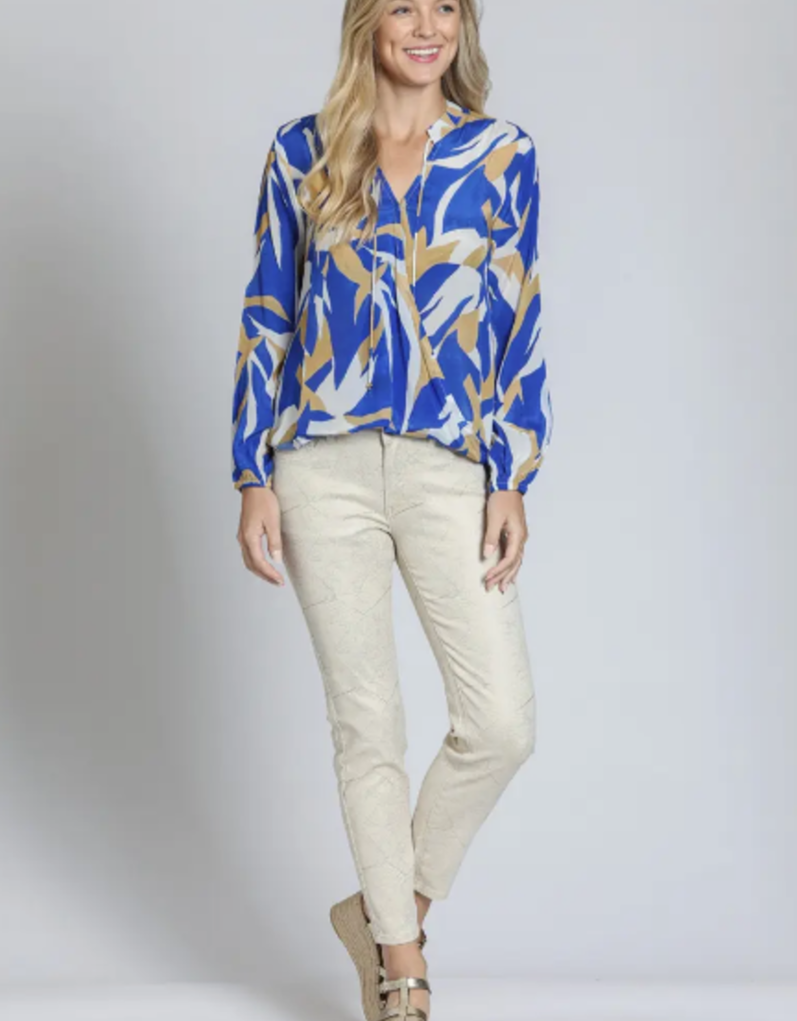 APNY APNY Blue Multi Crossover Top W/Tassel