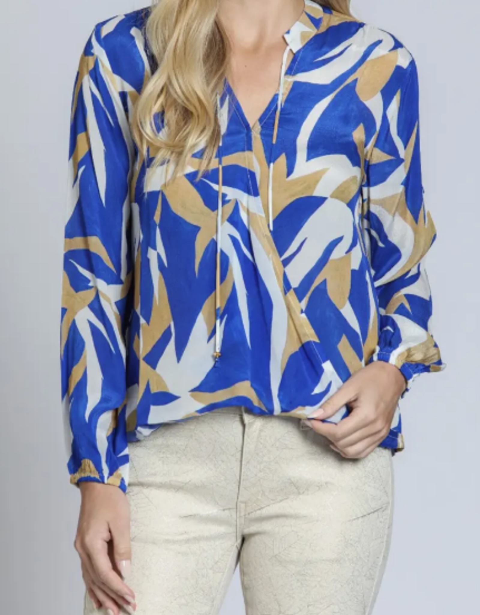 APNY APNY Blue Multi Crossover Top W/Tassel
