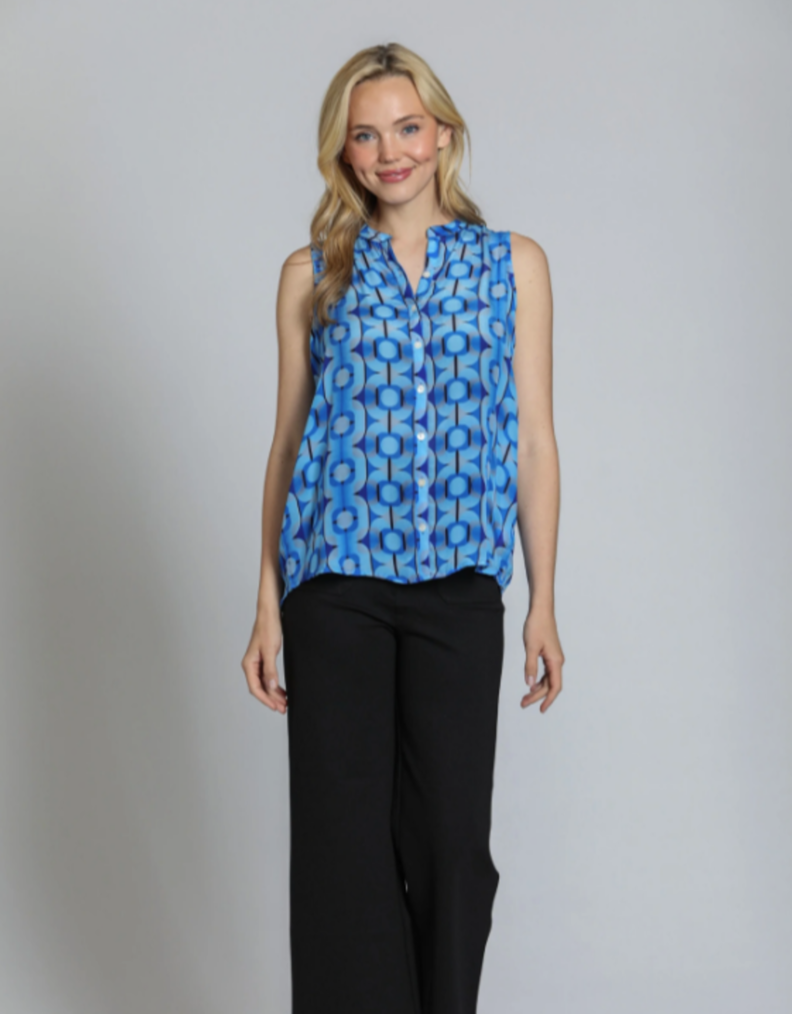 APNY APNY Blue Multi Button Up Tank