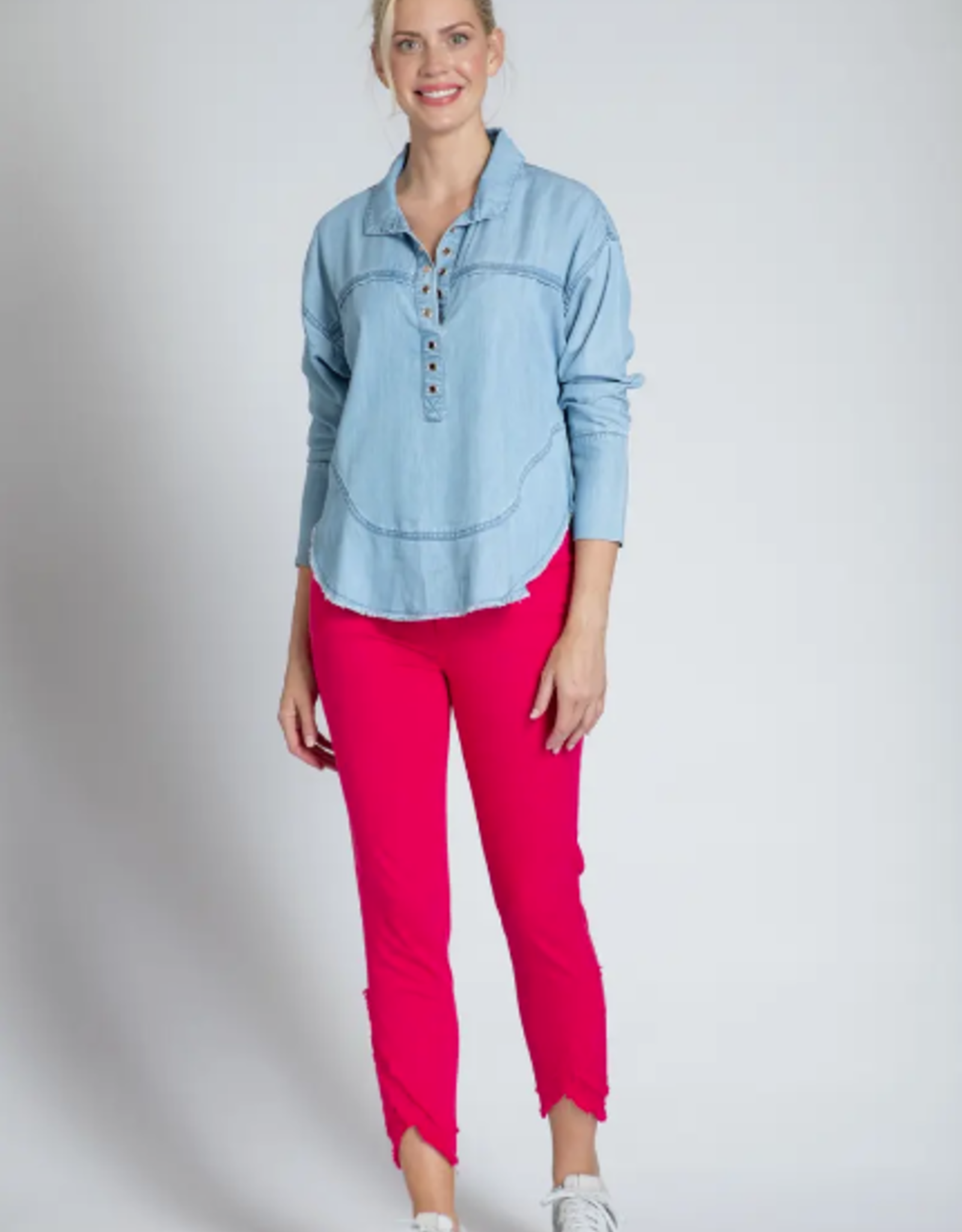 APNY APNY Light Indigo Henley P/O W/Grommet Detail