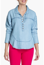 APNY APNY Light Indigo Henley P/O W/Grommet Detail