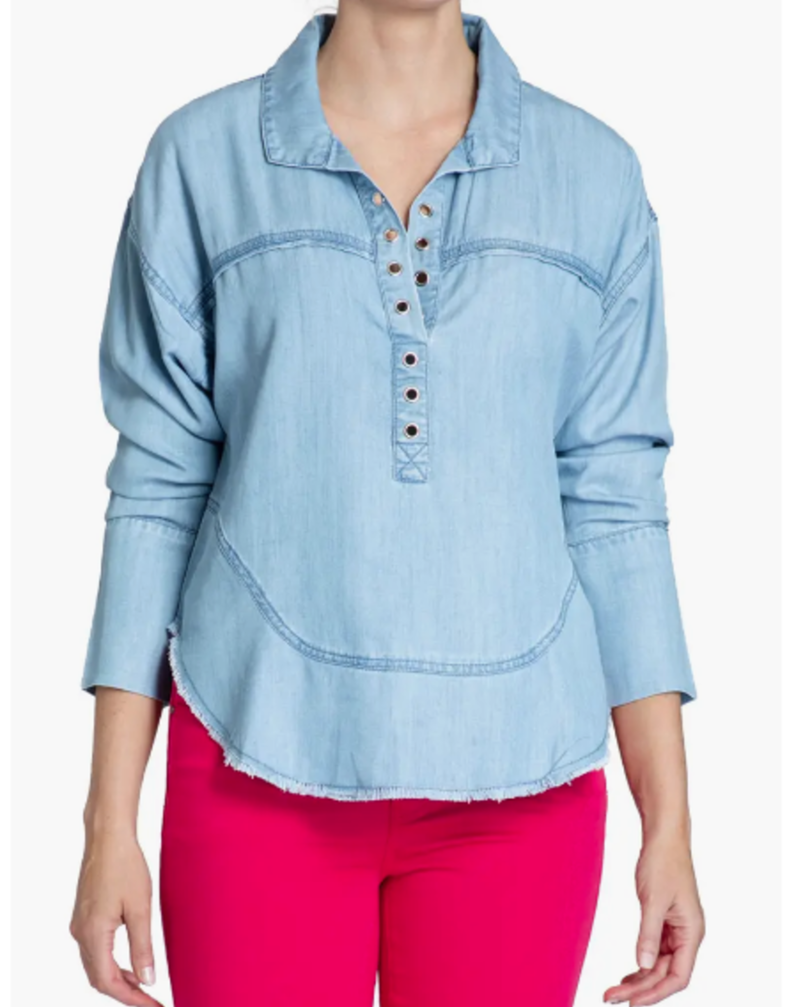APNY APNY Light Indigo Henley P/O W/Grommet Detail