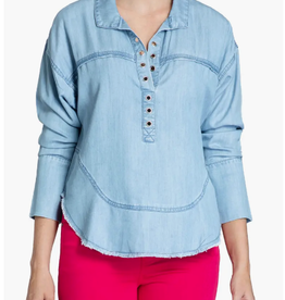 APNY APNY Light Indigo Henley P/O W/Grommet Detail