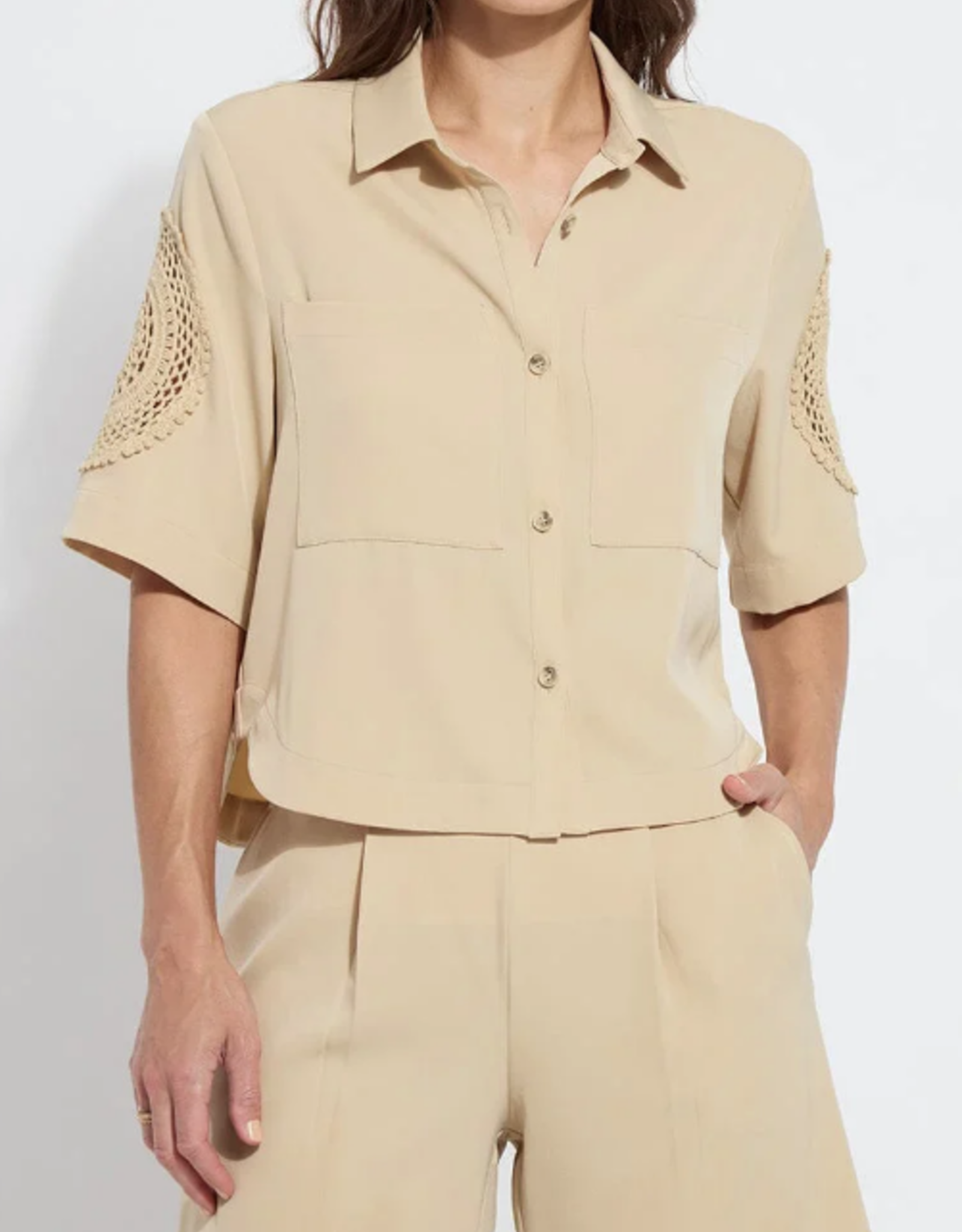 Lysse Lysse Raffia Tyla Crochet Detail Short Sleeve Jacket