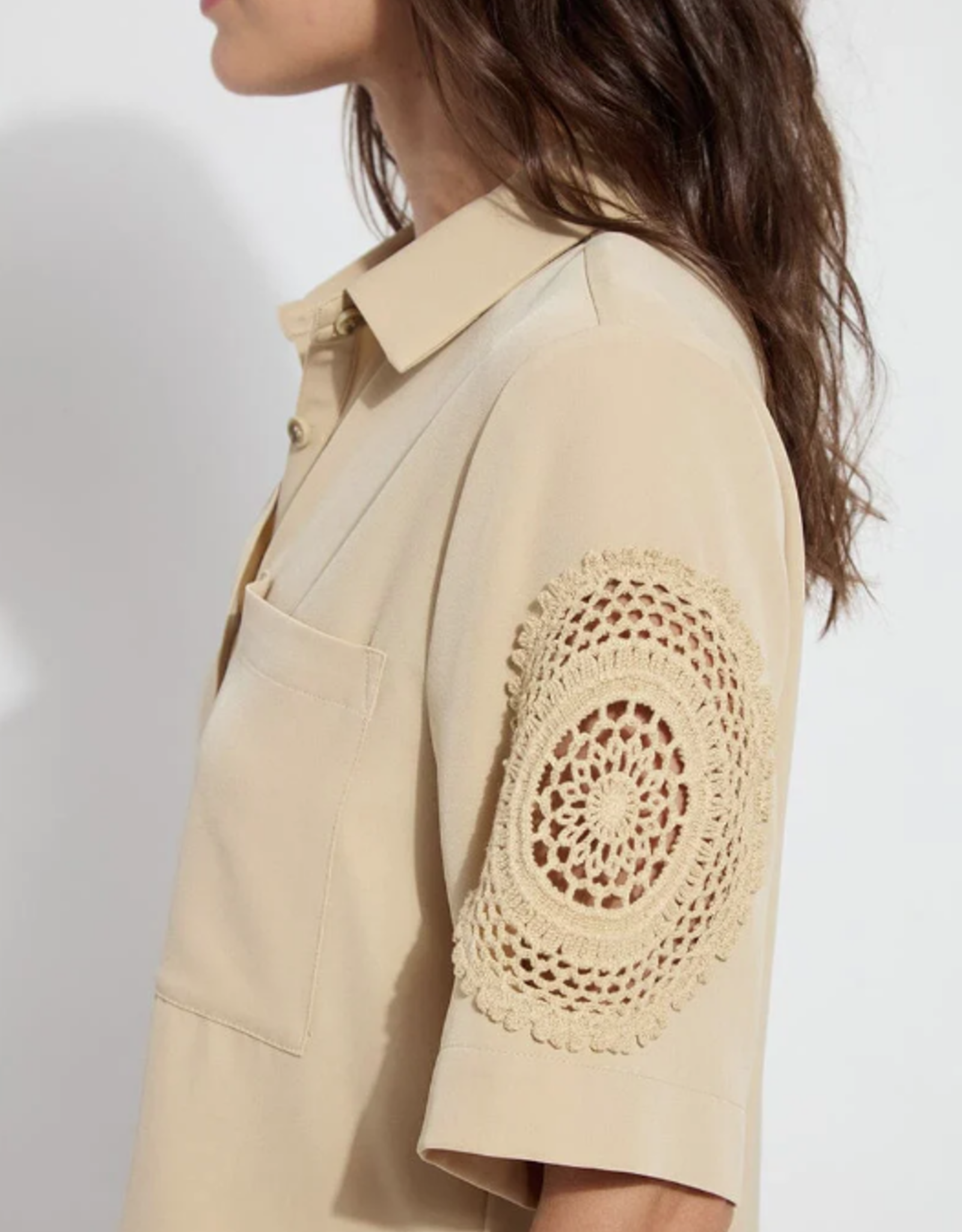 Lysse Lysse Raffia Tyla Crochet Detail Short Sleeve Jacket