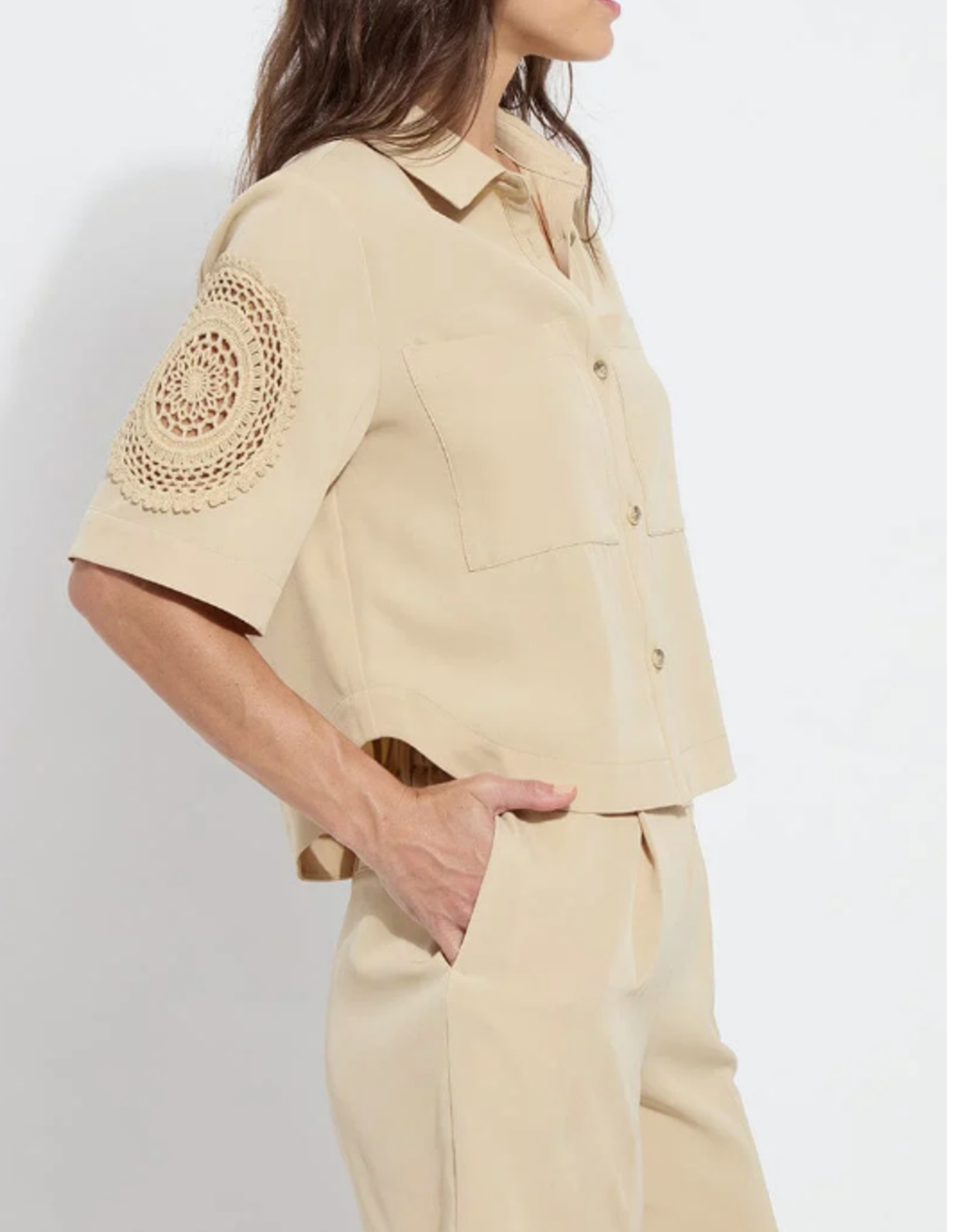 Lysse Lysse Raffia Tyla Crochet Detail Short Sleeve Jacket