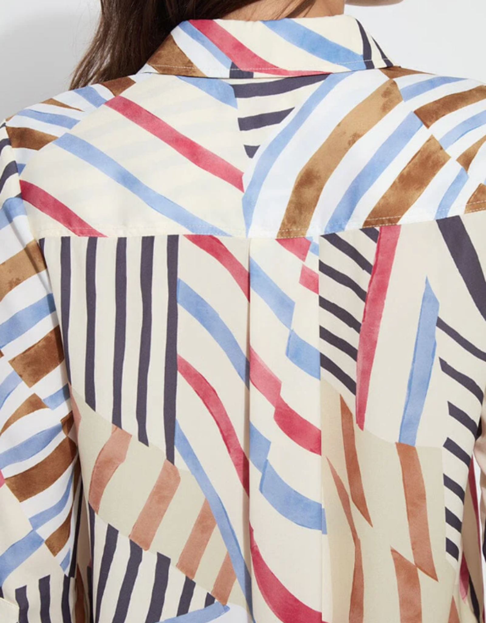 Lysse Lysse Stripe Yesenia Roll Tab utility Shirt