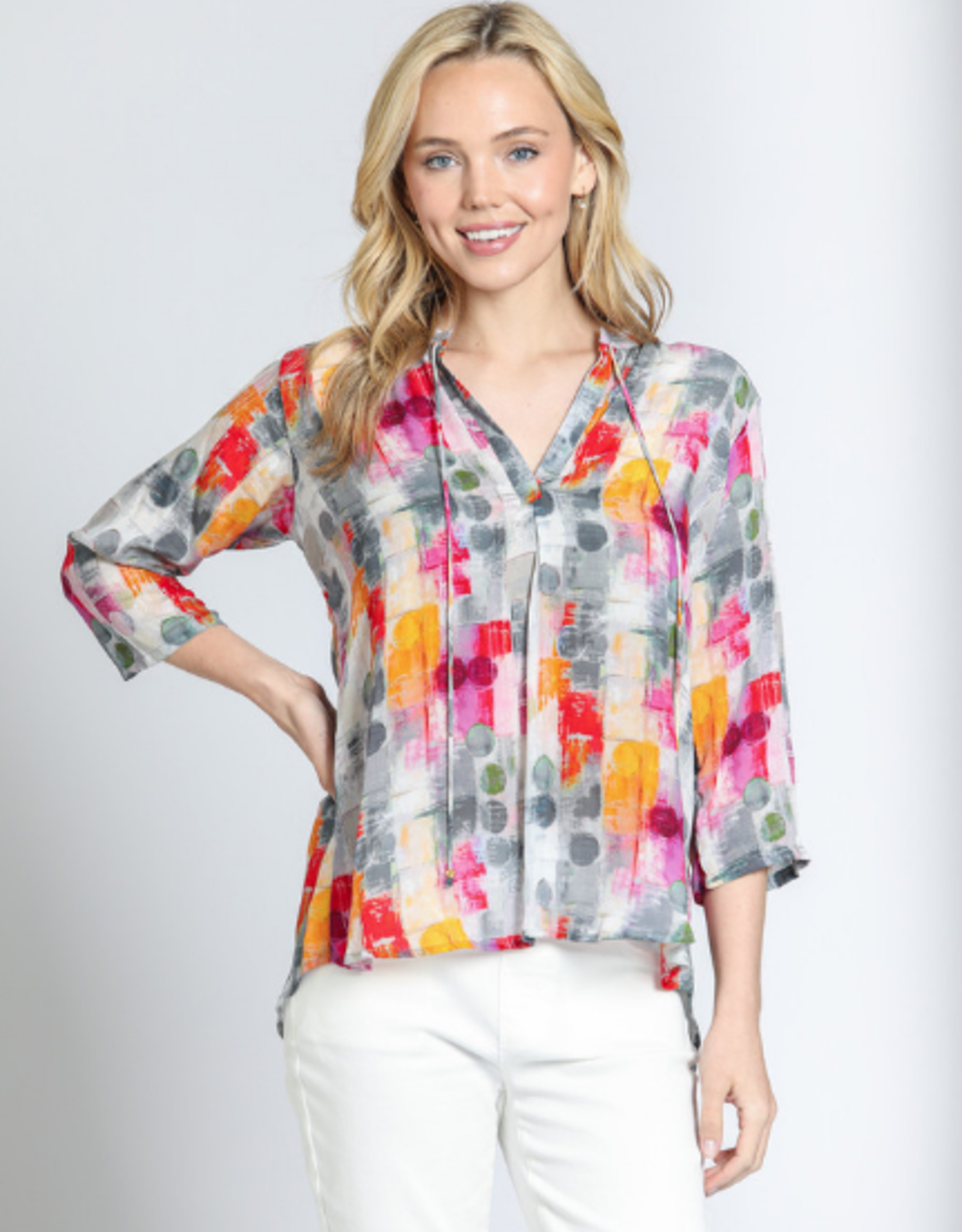 APNY APNY Grey/Pink V Neck W/Tassel