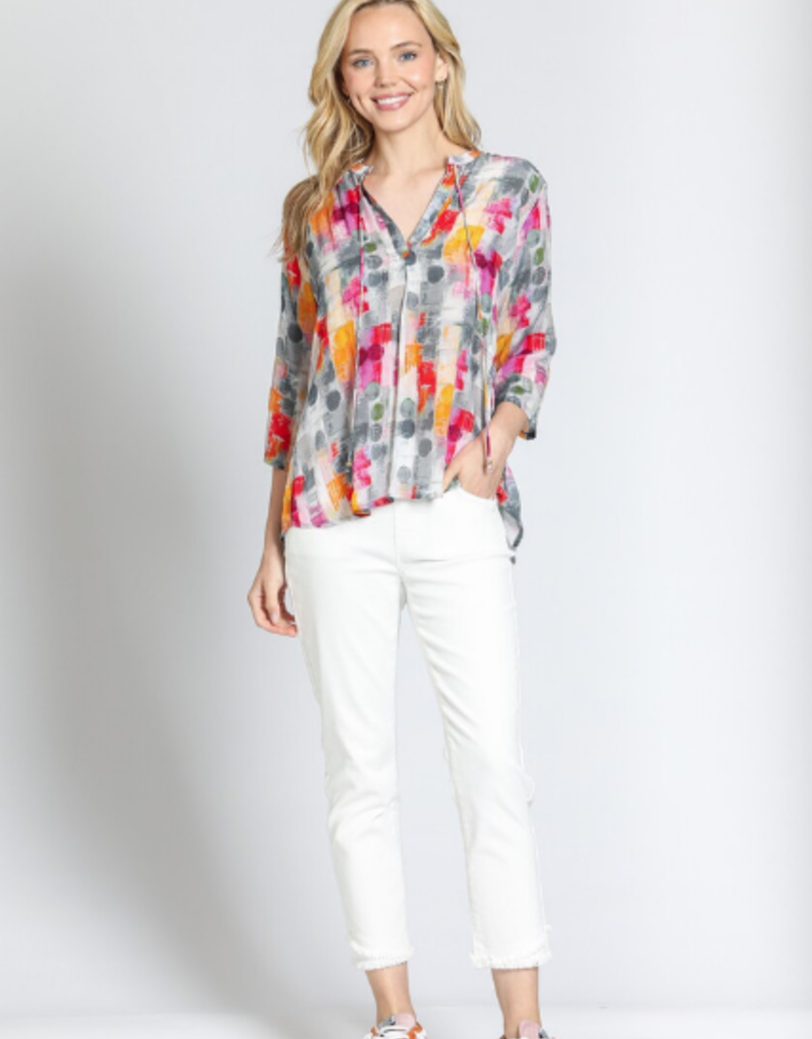 APNY APNY Grey/Pink V Neck W/Tassel
