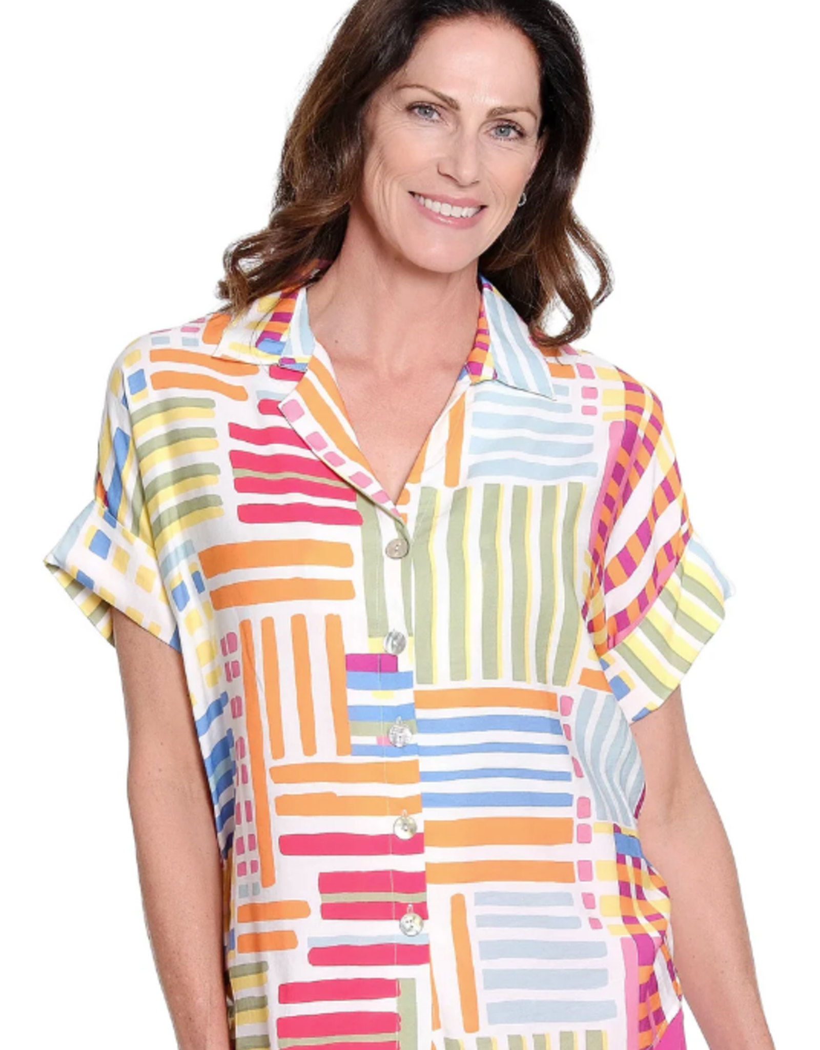 Tru Luxe Tru Luxe Multi Printed Stripe Top