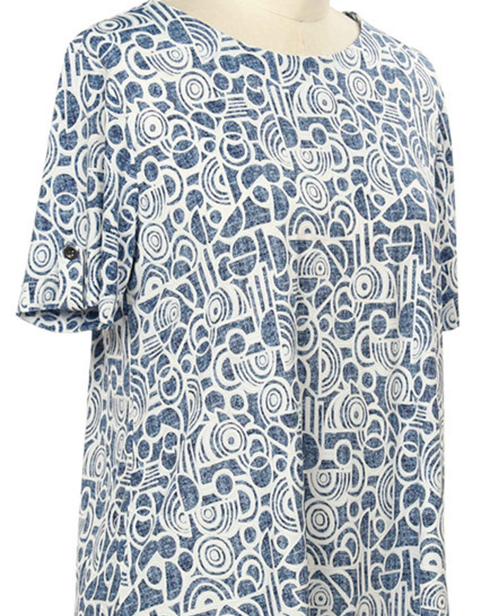 L.Hamrick L.Hamrick Blue Navy Short Sleeve Print Top
