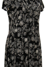 L.Hamrick L.Hamrick Black White Cap Sleeve Print Dress