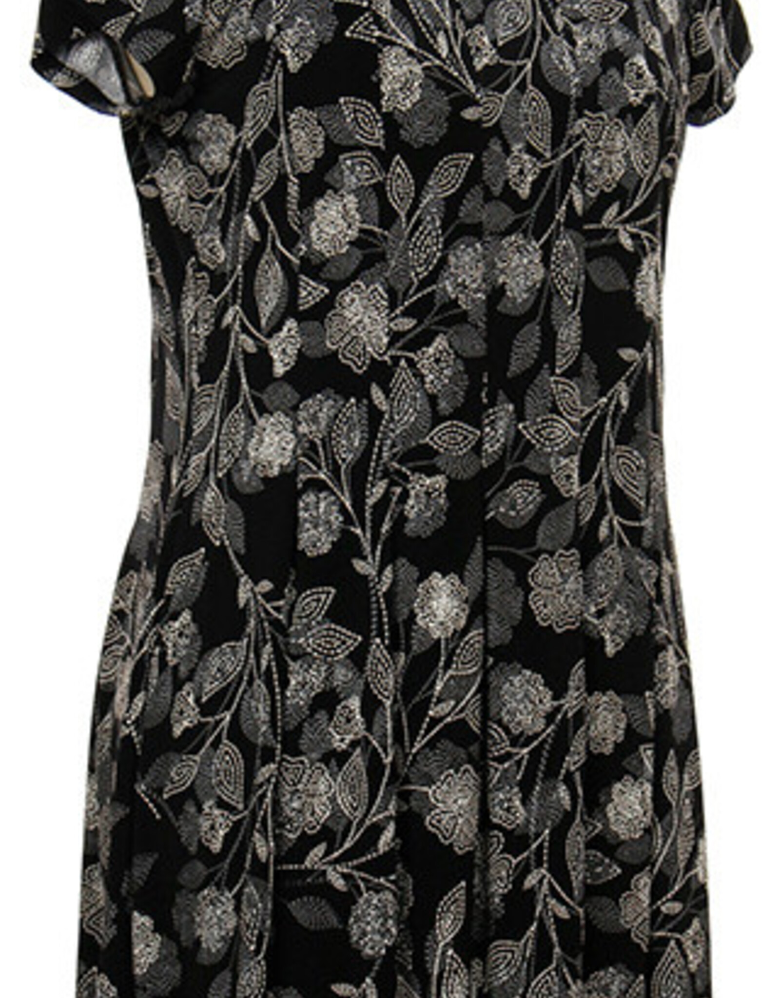 L.Hamrick L.Hamrick Black White Cap Sleeve Print Dress