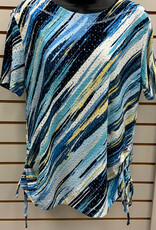 L.Hamrick L.Hamrick Denim/Aqua Short Sleeve Print Top