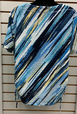 L.Hamrick L.Hamrick Denim/Aqua Short Sleeve Print Top