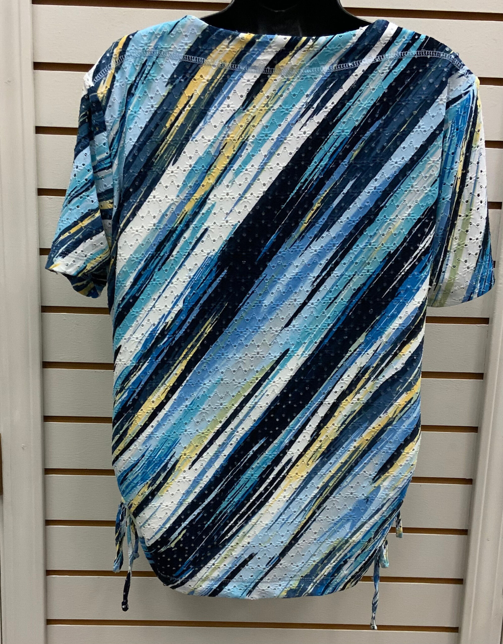 L.Hamrick L.Hamrick Denim/Aqua Short Sleeve Print Top