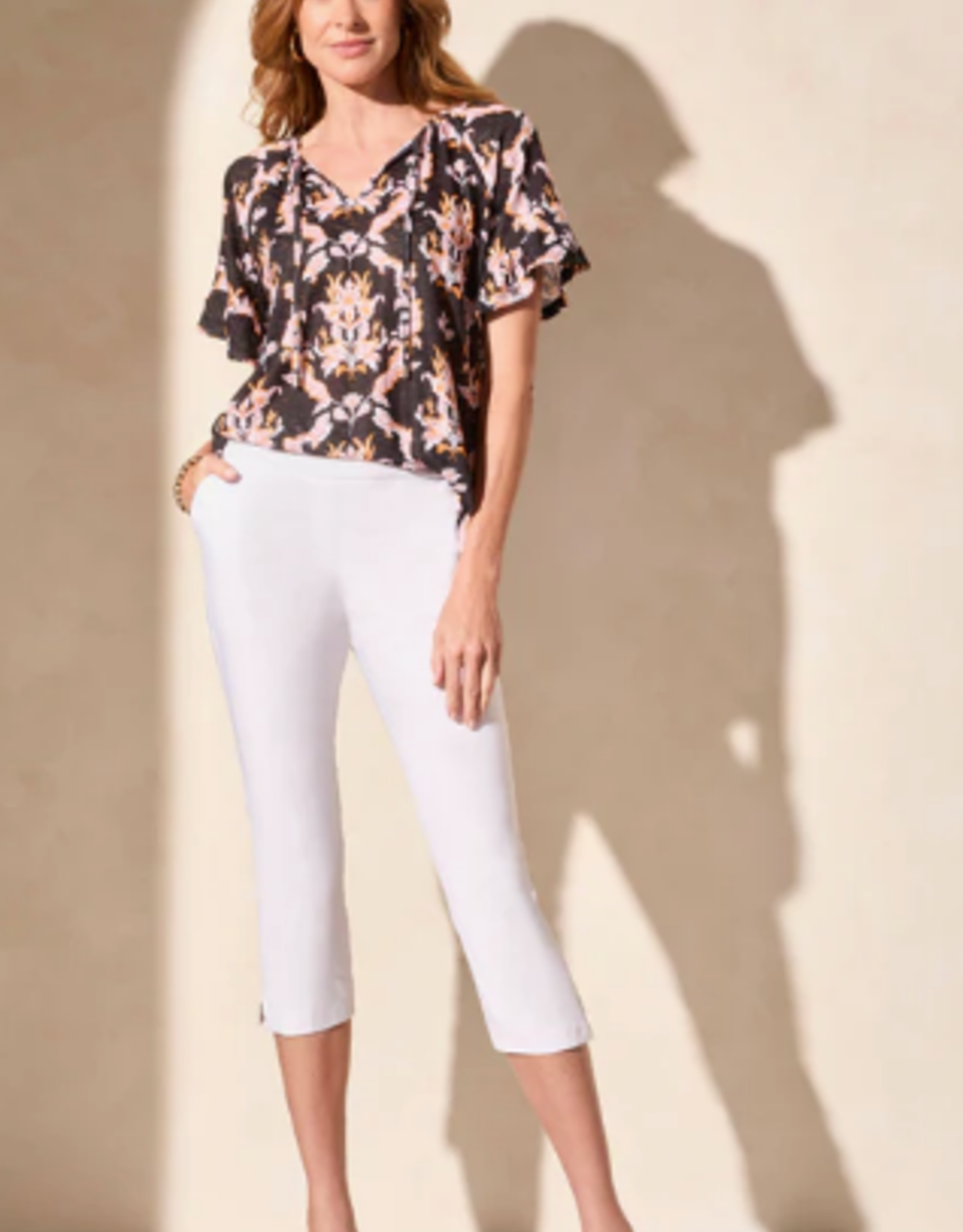 Tribal Tribal White Flatten It Pull On Capri LC