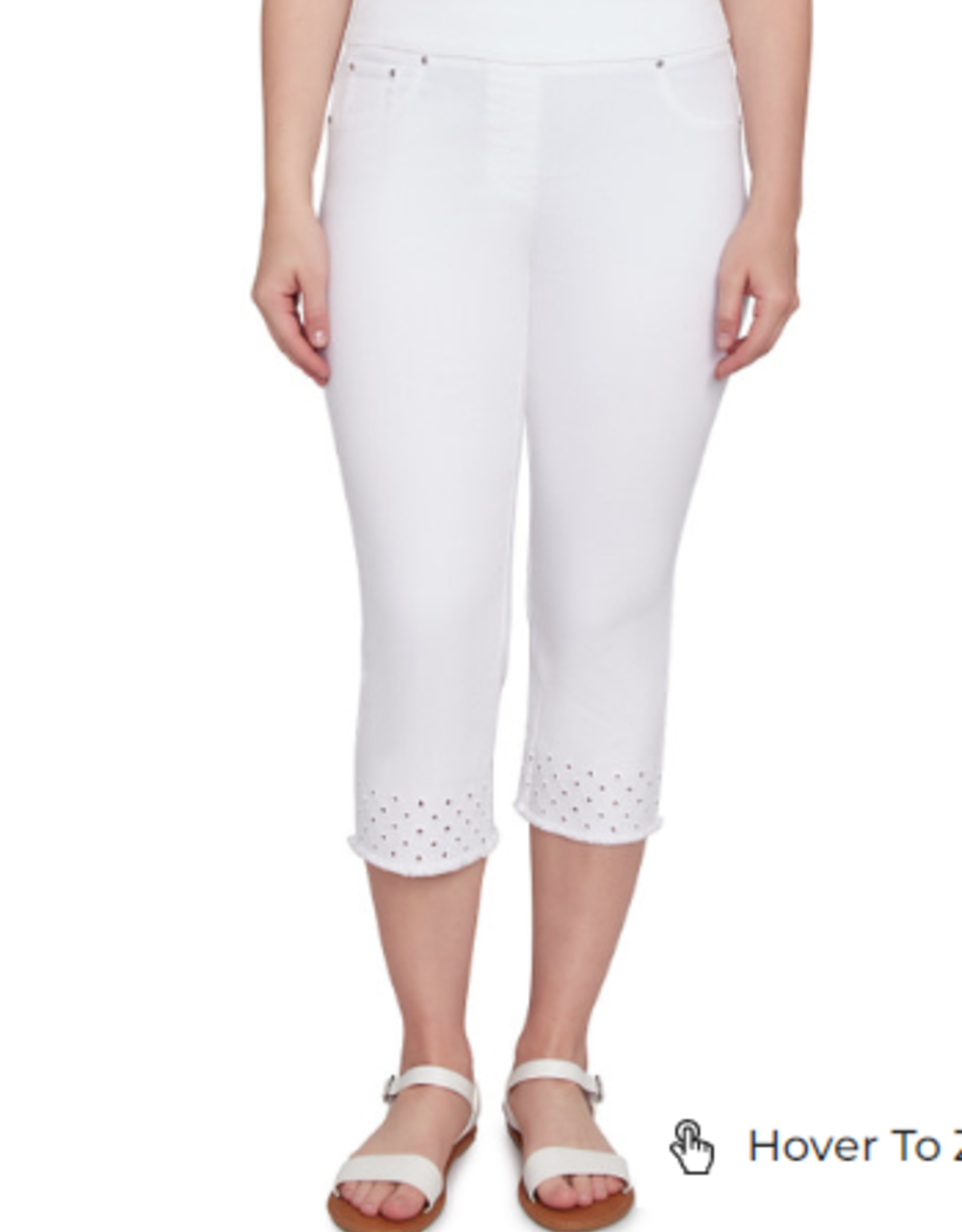 Ruby Rd Ruby Rd Petite White  Pull On Tencel Denim Capri W/Cross Hem Detail