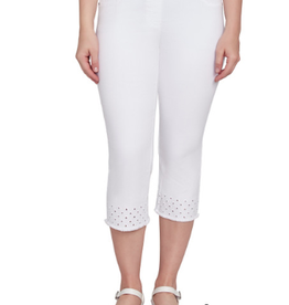 Ruby Rd Ruby Rd Petite White  Pull On Tencel Denim Capri W/Cross Hem Detail