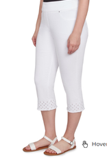 Ruby Rd Ruby Rd Petite White  Pull On Tencel Denim Capri W/Cross Hem Detail