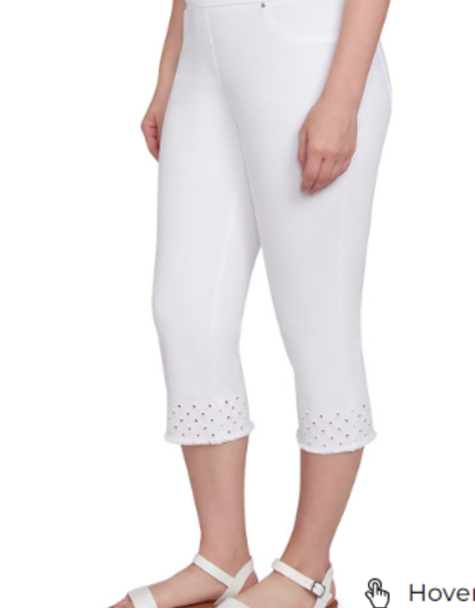 Ruby Rd Ruby Rd Petite White  Pull On Tencel Denim Capri W/Cross Hem Detail