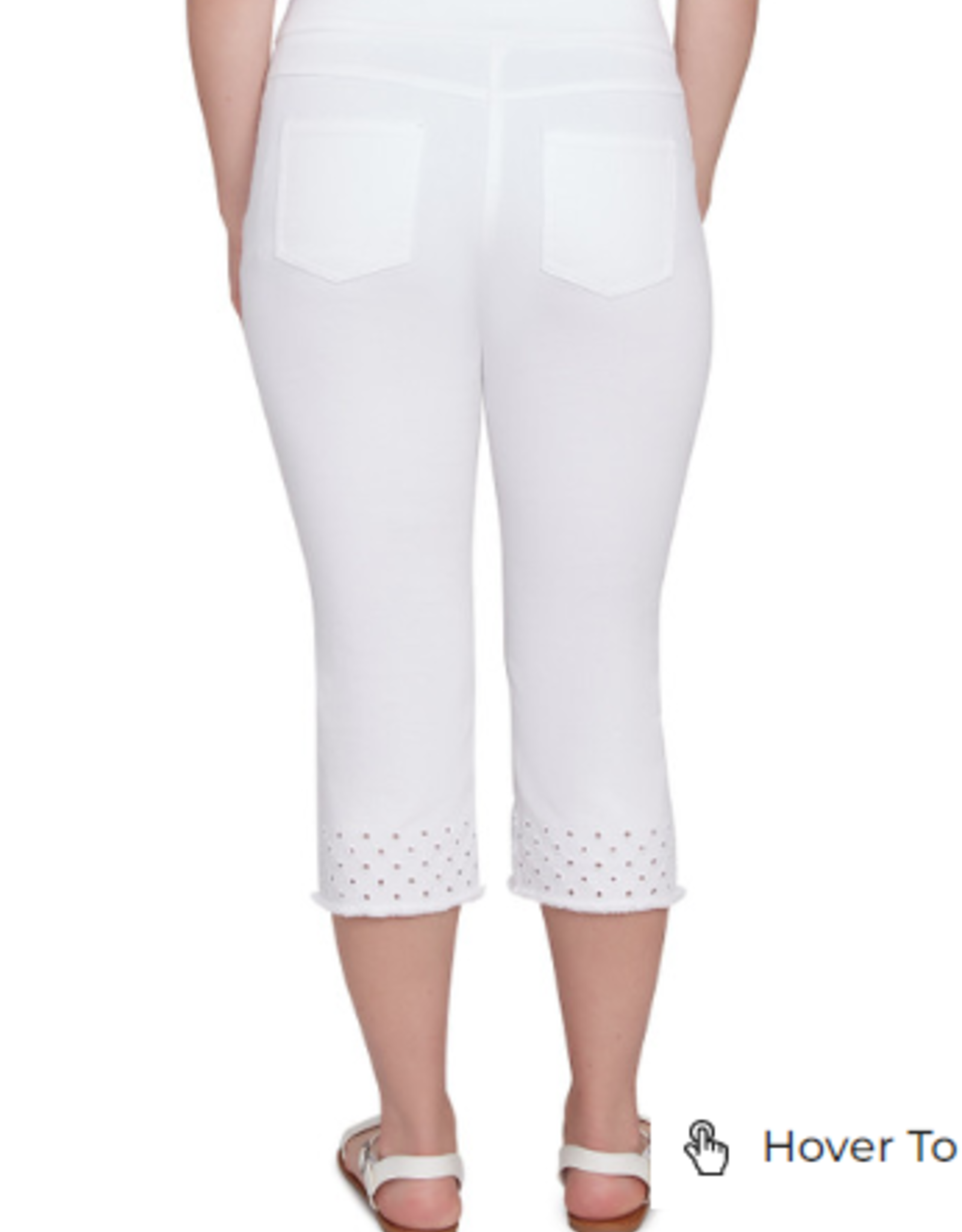 Ruby Rd Ruby Rd Petite White  Pull On Tencel Denim Capri W/Cross Hem Detail