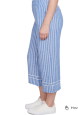 Ruby Rd Ruby Rd Petite French Blue/White Pull On Slash Pockets Stripe Pant
