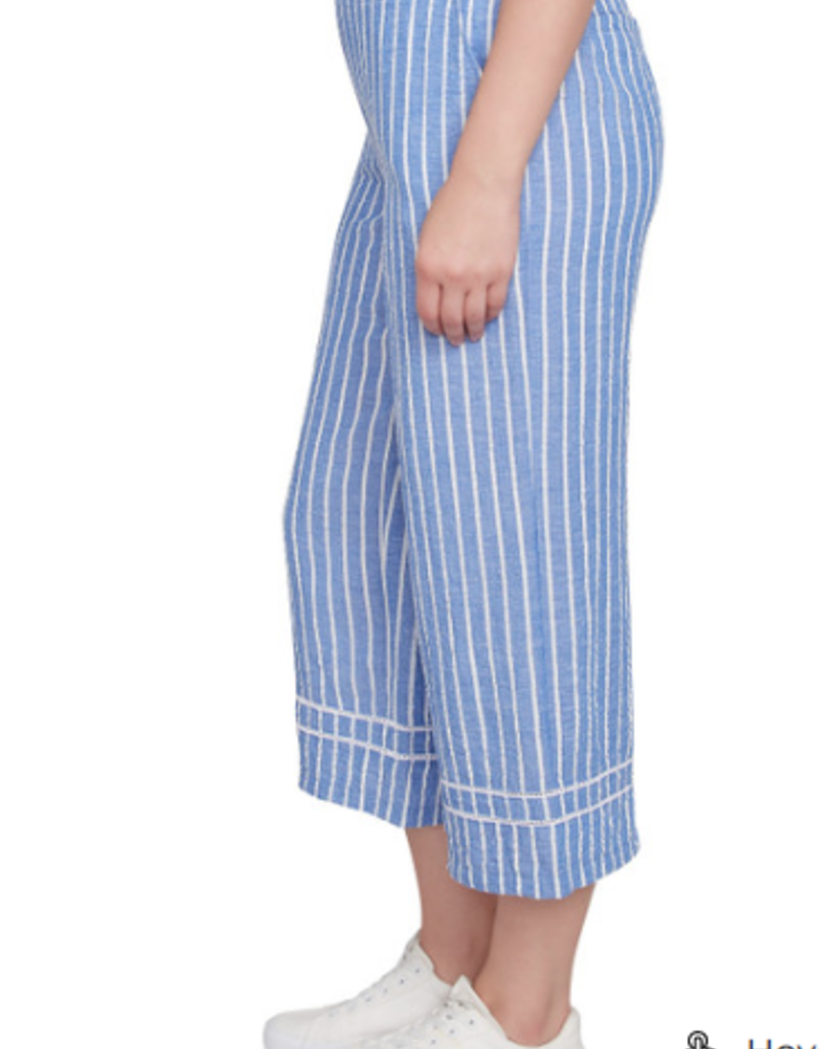 Ruby Rd Ruby Rd Petite French Blue/White Pull On Slash Pockets Stripe Pant