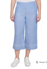 Ruby Rd Ruby Rd Petite French Blue/White Pull On Slash Pockets Stripe Pant