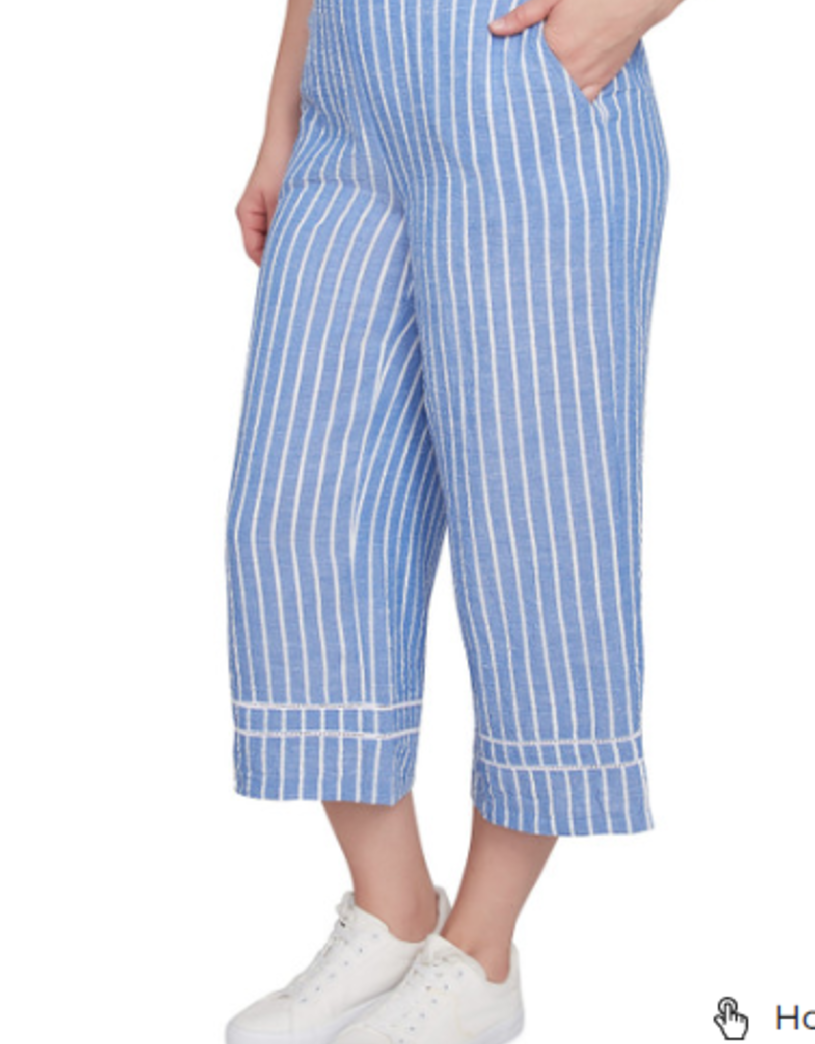 Ruby Rd Ruby Rd Petite French Blue/White Pull On Slash Pockets Stripe Pant