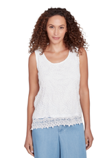skyes the limit Skyes Petite White Sleeveless Scoop Neck Chemical Lace Top