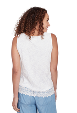 skyes the limit Skyes Petite White Sleeveless Scoop Neck Chemical Lace Top