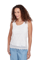 skyes the limit Skyes Petite White Sleeveless Scoop Neck Chemical Lace Top