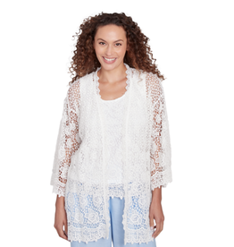 skyes the limit Skyes Petite White 3/4 Slv Chemical Lace Kimono