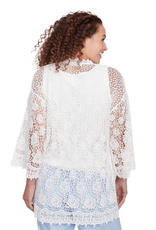 skyes the limit Skyes Petite White 3/4 Slv Chemical Lace Kimono