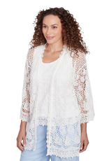 skyes the limit Skyes Petite White 3/4 Slv Chemical Lace Kimono