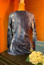 Ethyl Ethyl Blue Long sleeve V-Neck Burnout Knit